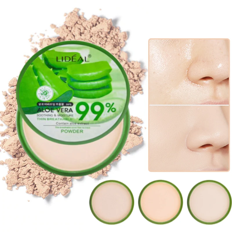 99% Aloe Vera Softening Powder Waterproof Moisturizing Concealer  Foundation Fixed Make Up Oil Control Facial Makeup Cosmetics