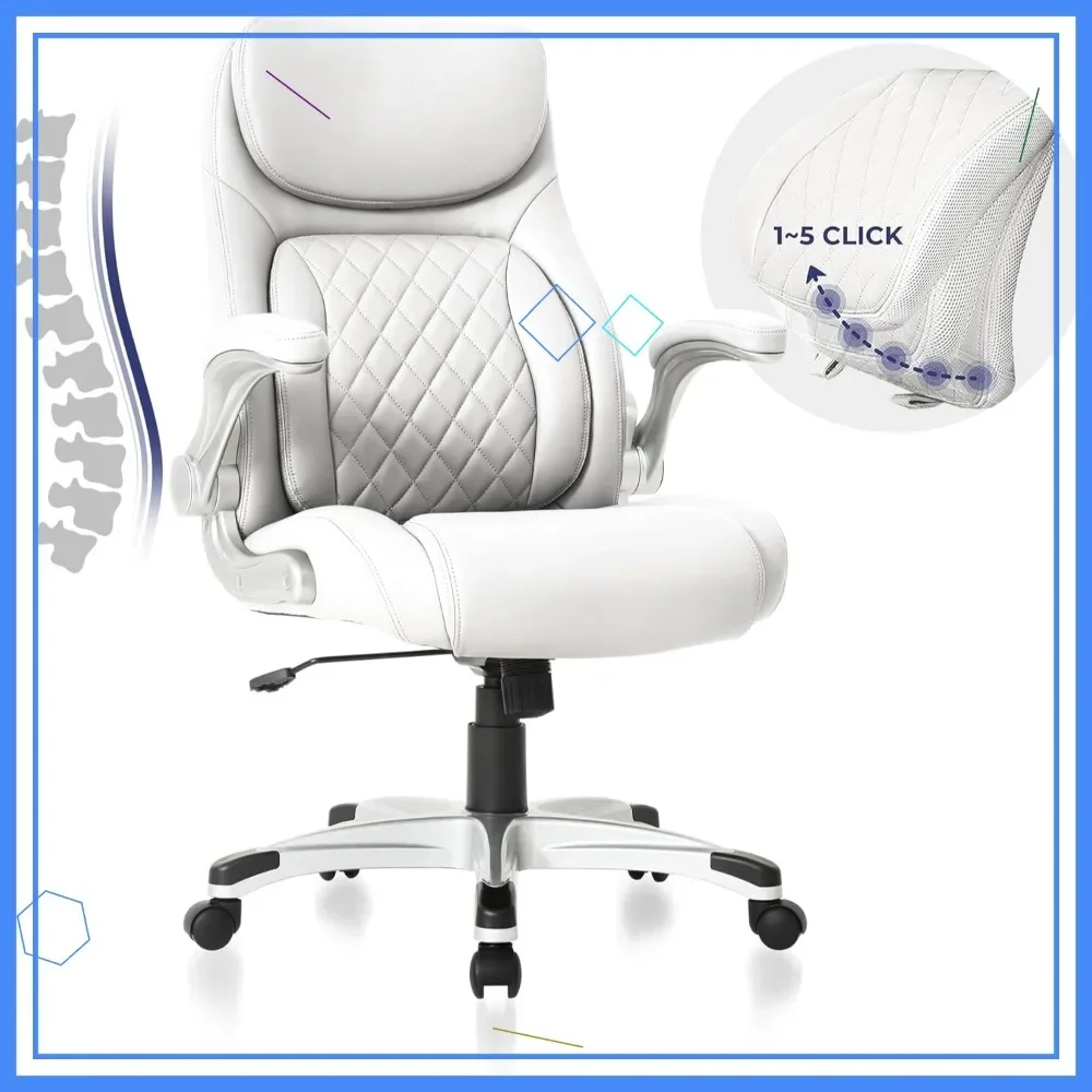 

Эргономичное офисное кресло с регулируемой поясничной опорой, игровое кресло для рабочего стола с высокой спинкой, функцией наклона, белое
