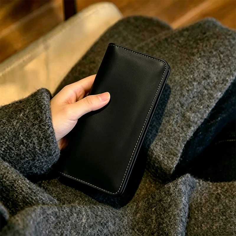 long-crazy-leather-wallet-men's-top-layer-cowhide-large-capacity-card-holder-handbag-retro-casual-genuine-leather