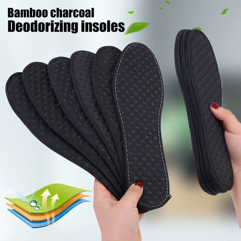 Sport Absorb-Sweat Insert Soles Unisex Deodorant Foot Insoles Men Bamboo Breathable Perspiration Charcoal Insert Shoe Pads