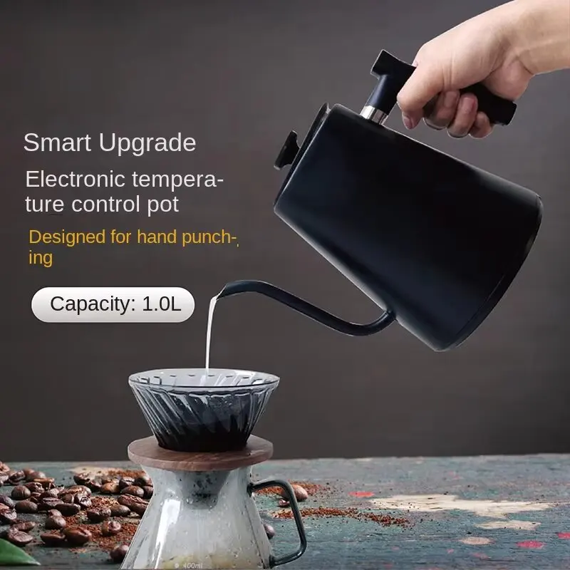 110V 220V Gooseneck Electric Kettle 1000ml Smart Temperature Control Pot 1200W Rapid Heating Kettle 304 Stainless Steel Liner