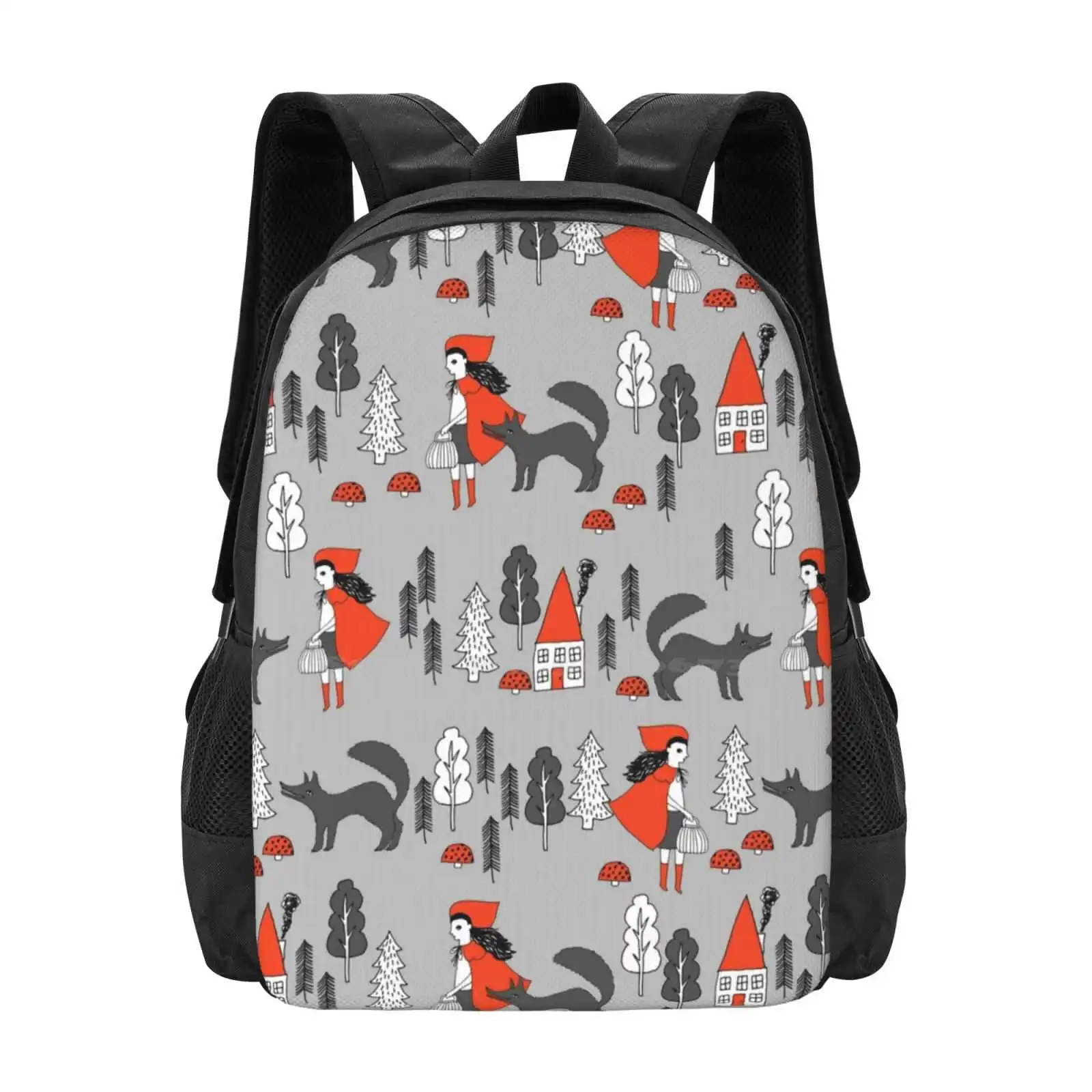 Red Riding Hood Fairy Tale Children Nursery Kids Pattern Andrea Lauren Pattern Design Laptop Travel School Bags Red Riding Hood