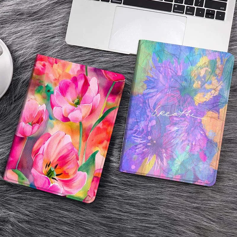

Colorful Pink Tulip Painting Gift Tablet Case For Samsung Galaxy Tab S7 S8 S9 S10 FE Lite