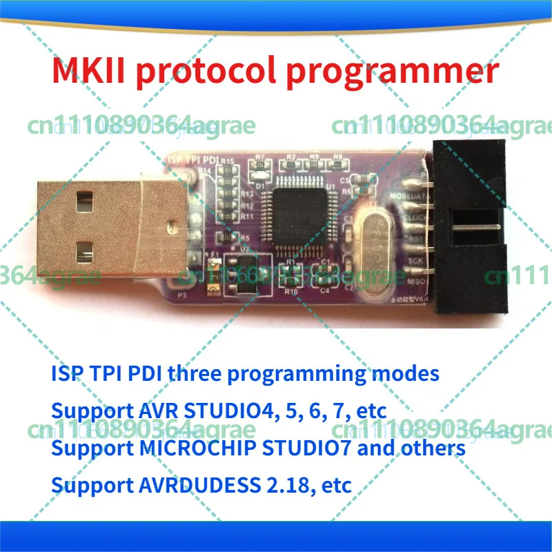 AVRISP MKII Programmer ISP TPI PDI Three‑Mode Compatible Downloader For AVR Single Chip Microcontroller Power Tools Accessory