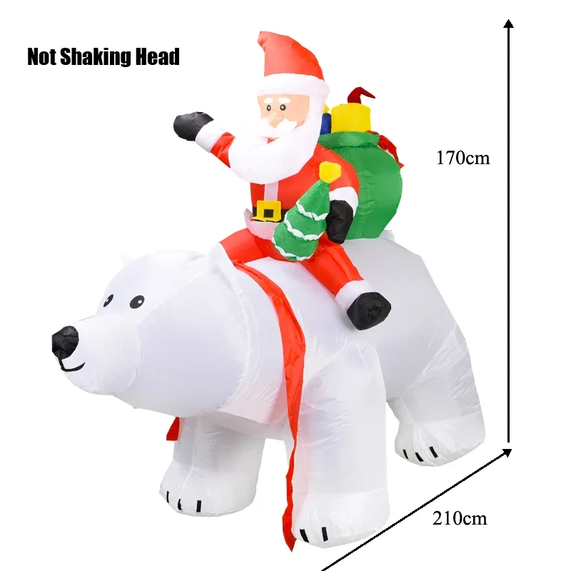 Inflatable Santa Claus Riding Polar Bear 2M Christmas Inflatable Toy Doll Indoor Outdoor Garden Xmas Decoration