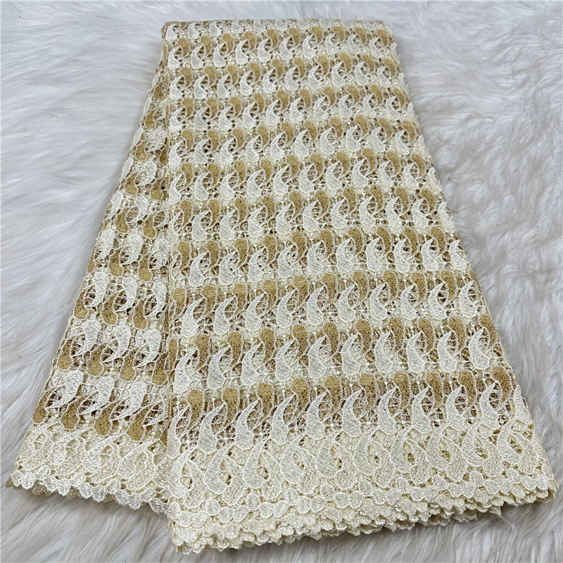 

5 Y soft water soluble organza French Guipure Lace African Tulle Cord Net Embroidered Fabric For Wedding Party 18L1191295