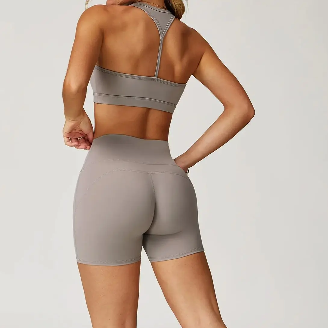 

Sports Set 2PCS Yoga Set Women Nude Feeling Workout Tracksuit Women Sports Bra High Waist Leggings Shorts Outfit Push Up Gym Set