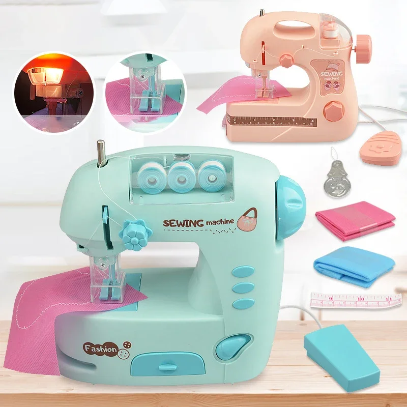 Electric Mini Sewing Machine Kids Toy Mini Furniture Toy Educational Toys DIY Creative Gifts Children Gift Pretend Play Games