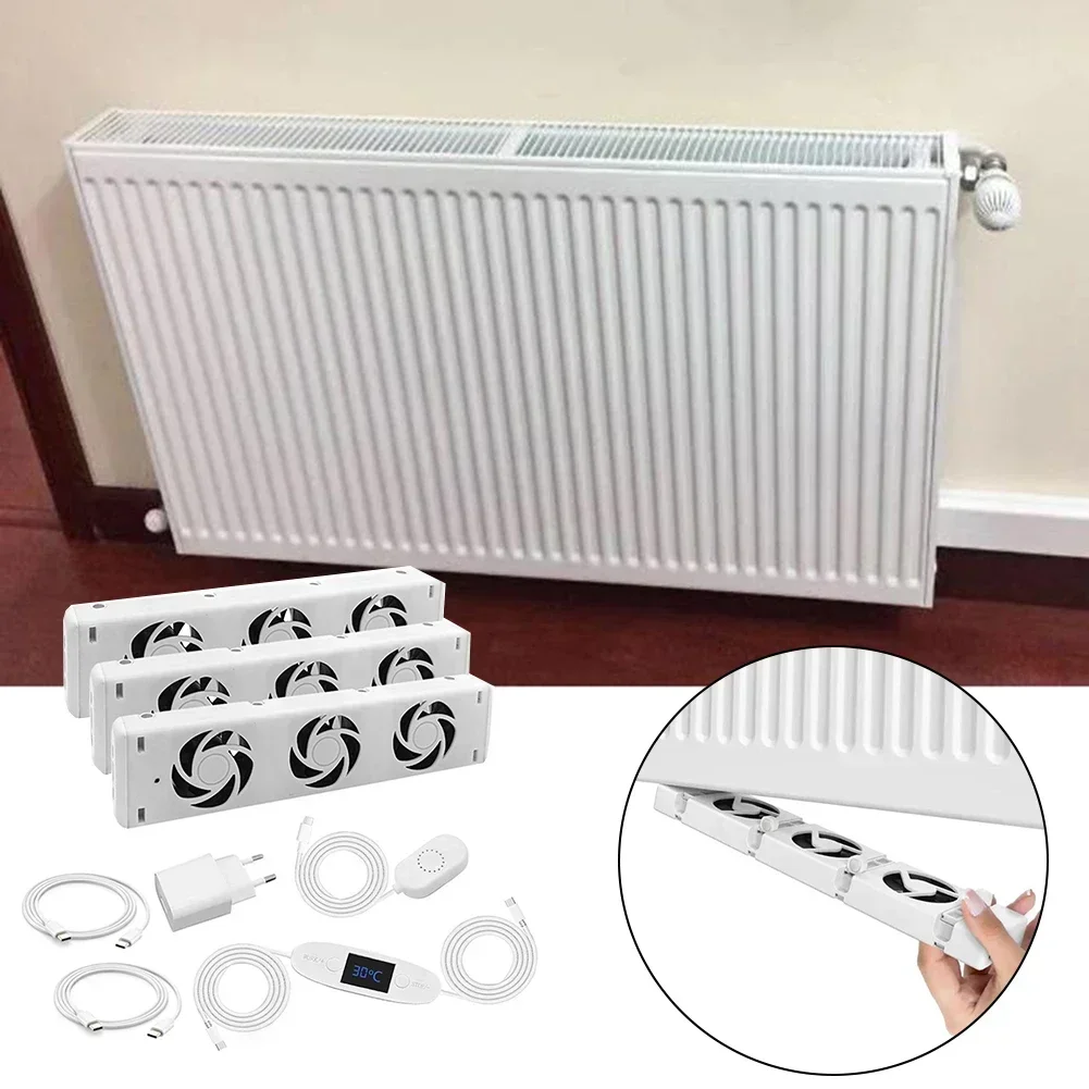 

5 Fan Smart Radiator Fan Radiator Booster Extension Set Ventilator Fan Smart Speed Home Warm Heat Distribution 300x69x30mm