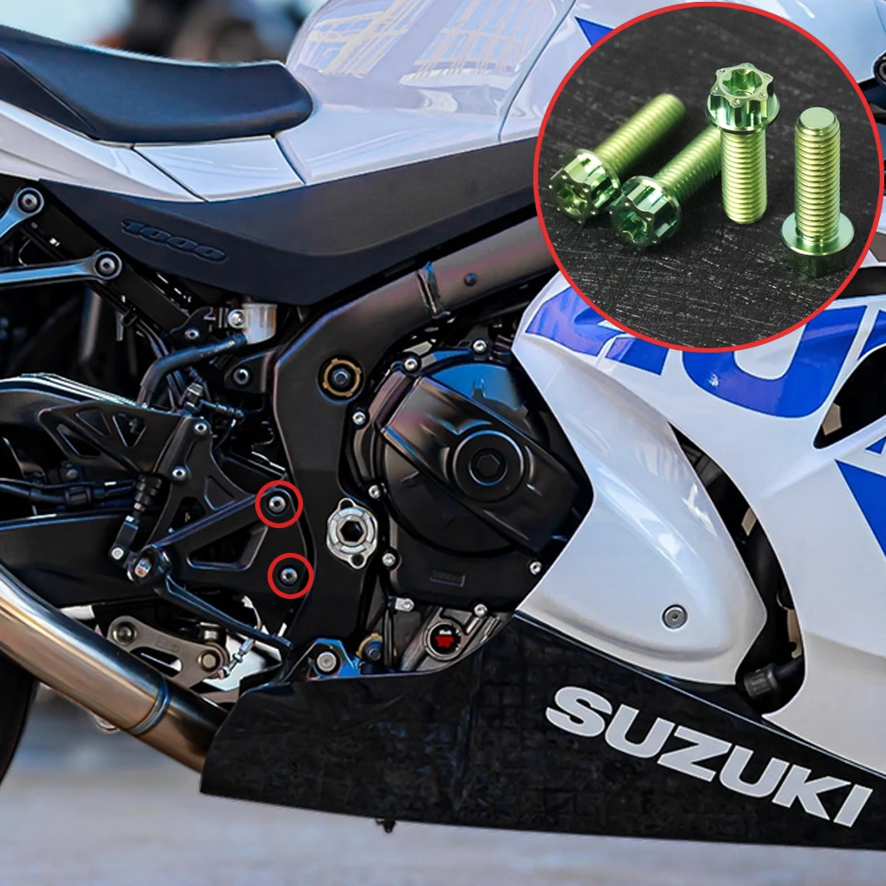 FLAWLESSTI Gr5 التيتانيوم الترباس مسند القدمين الفرامل ABS القرص خزان النفط المفك الترباس الجبهة الخلفية المحور Swingarm الجوز لسوزوكي GSX-R1000