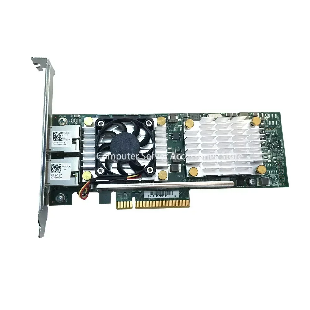 

Original Dual Port 10GBASE-T Converged Broadcom 57810S Network Adapter Card RJ45 PCIEx8 W1GCR or HN10N 0HN10N Controller Card