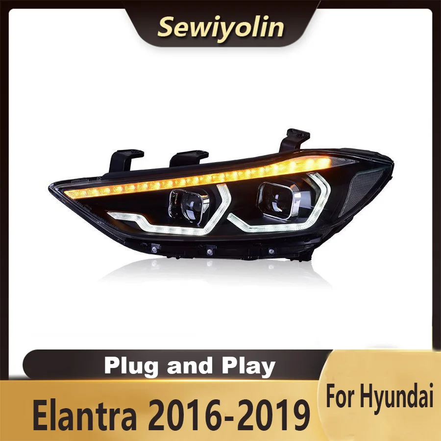 

Аксессуары для автомобиля для Hyundai Elantra 2016-2019, фара в сборе, лампа дневного света, сигнал DRL, подключи и работай в дневное время