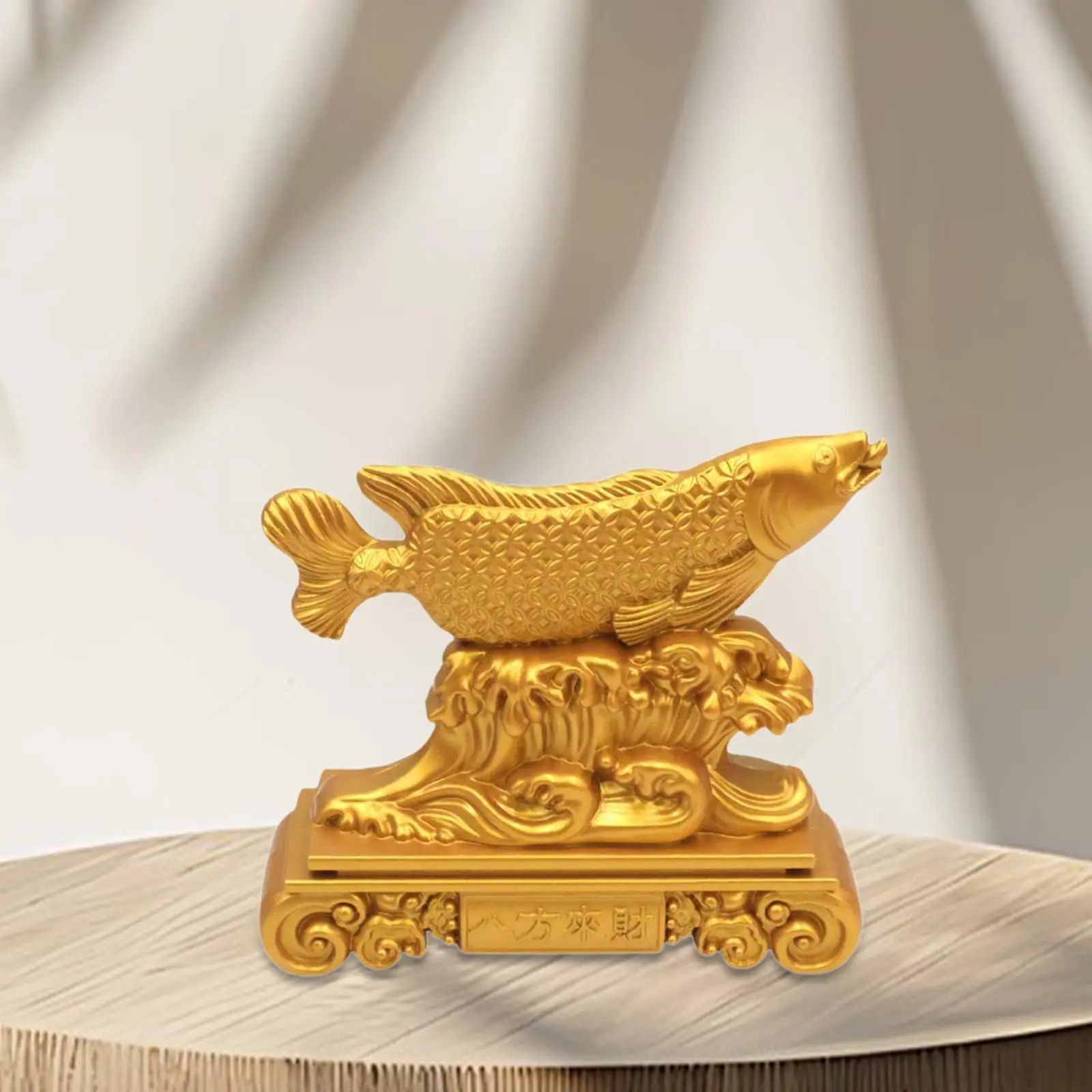 Feng Shui Wealth Arowana Fish Statues Golden Alloy Decorative Figurines for Home Office Luxury Decor