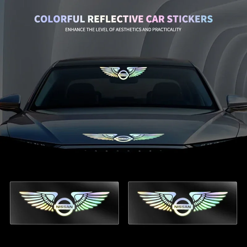 Car Logo Angel Wings Decoration 3D Reflective Waterproof Sticker for Nissan X-trail Qashqai Note Juke Sentra Patrol Navara Micra