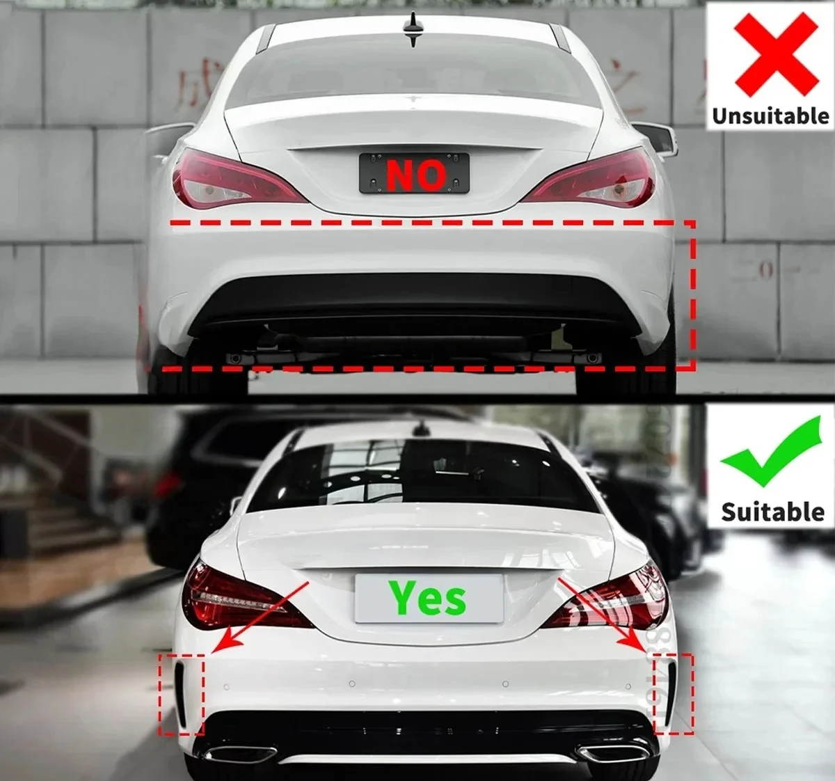 Rear Bumper Diffuser with Exhaust Tailpipes for Mercedes Benz W117 C117 CLA45 CLA200 CLA250 Rear Lip 2012 2013 2014 2015-2018