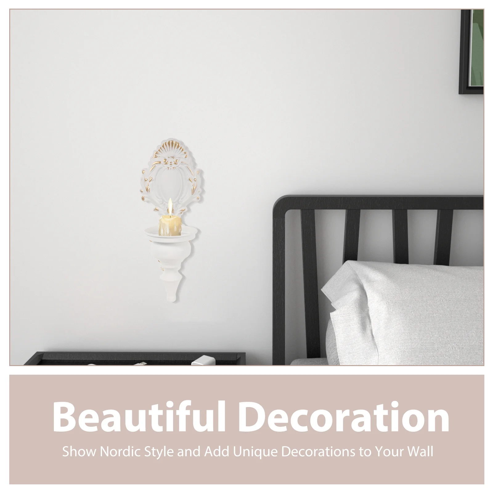 

European Style Wall-Mounted Holder Iron Art Decorative Wall Candlestick for Home Wedding Metal Wall Holder