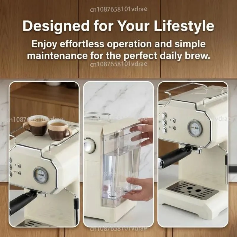 Export Italian Coffee Machine Household 2.0L Water Tank High Pressure Steam Extraction Milk Foam 850W
