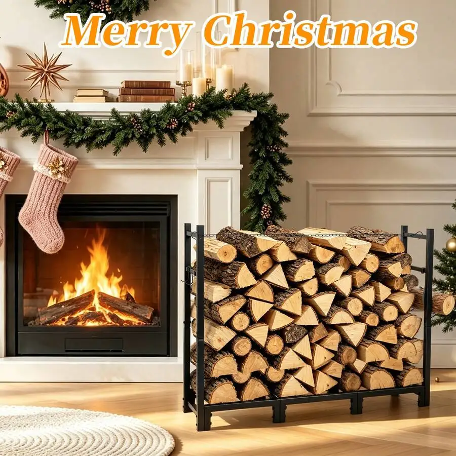 34inch Firewood Rack Indoor With Log Carrier,Outdoor Wood Rack For Firewood