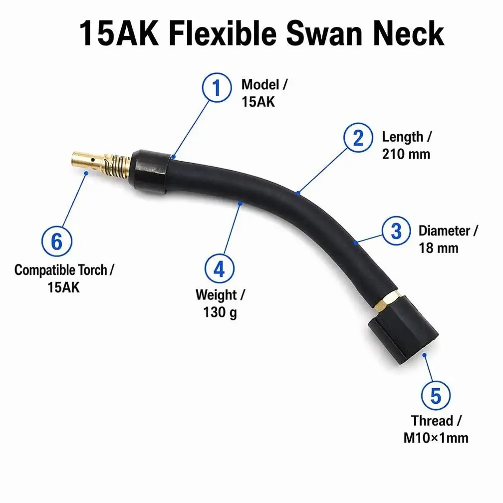 1pcs MB15 15AK Torch Flexible Swan Neck Extension Gun Neck MIG MAG CO2 Welding Torch Connecting