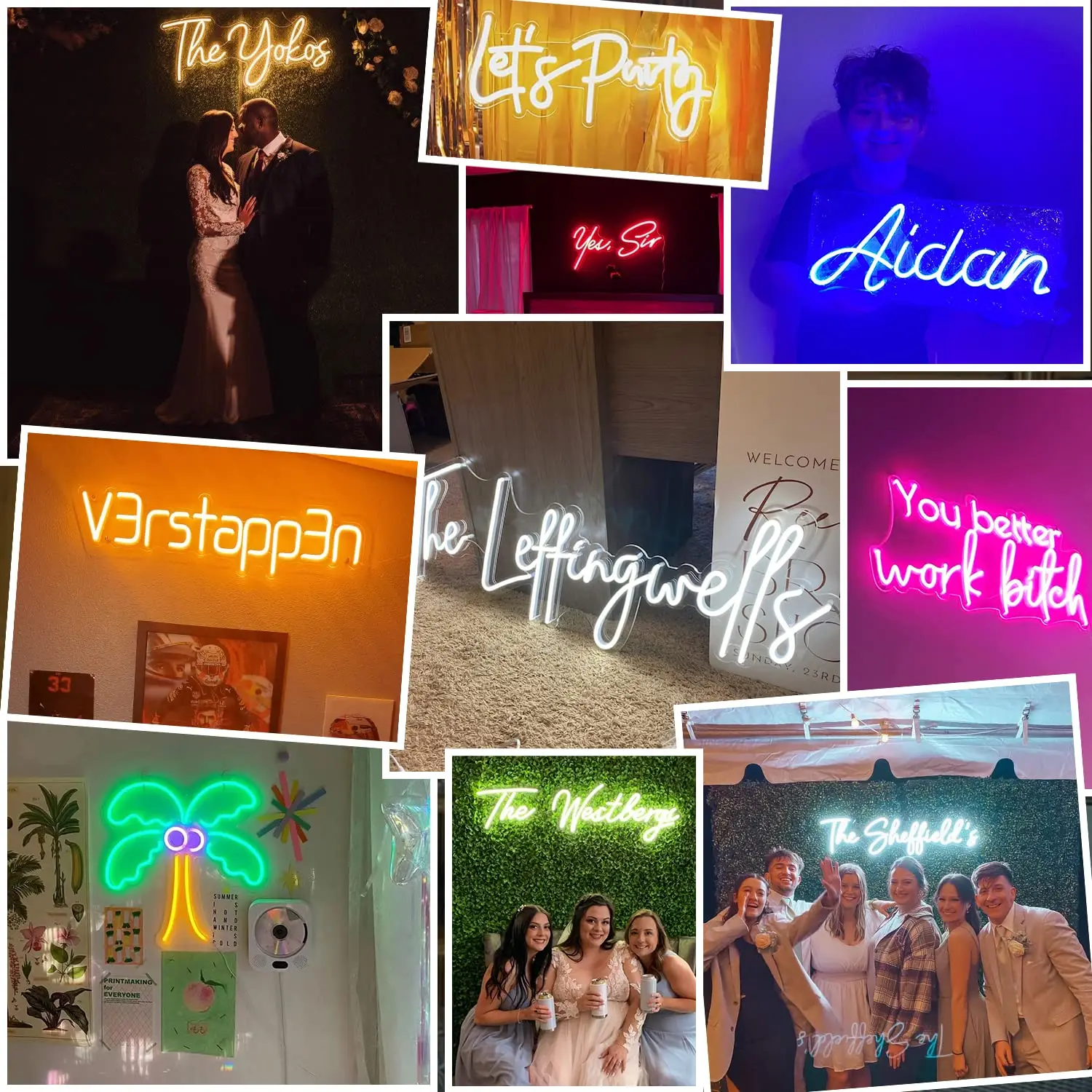 Imagem -06 - Design Personalizado Neon Led Sign Luz Privada Personalizada Faça Você Mesmo Wedding Gamer Party Loja de Aniversário Lâmpada de Nome Comercial Anime Gamer