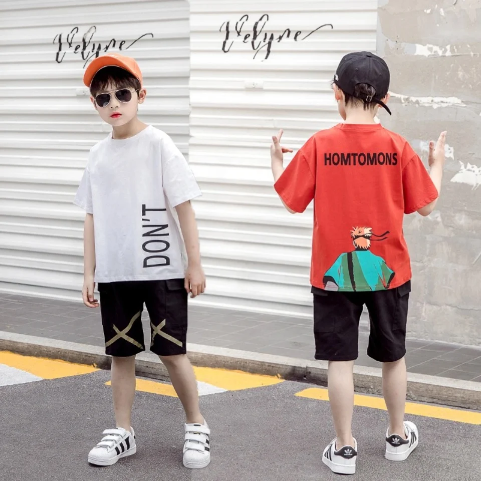 

Summer Toddler Boy Clothes New Cotton Short Sleeve Shorts 2Pieces Kids Clothes Boys Set 3T-12 Years Casual Sport Boys Clothing