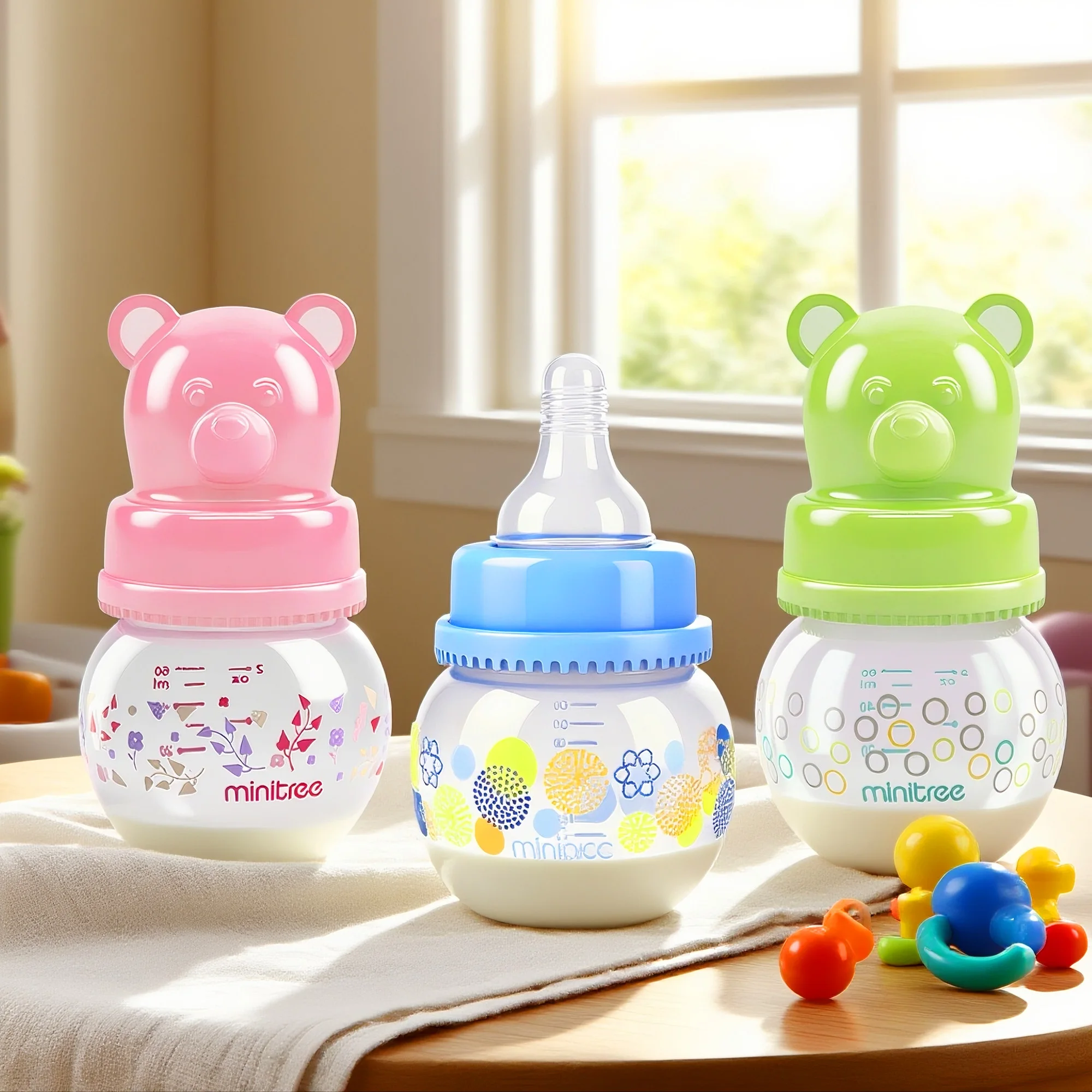 

60ml newborn mini baby bottle standard caliber PP baby bottle bear shape doll baby bottle Newborn gift
