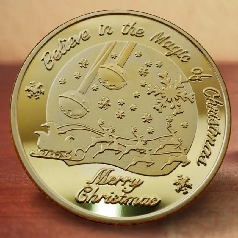 NEW Santa Claus Wishing Coin Collectible Gold Plated Souvenir Coin North Pole Collection Gift Merry Christmas Commemorative Coin