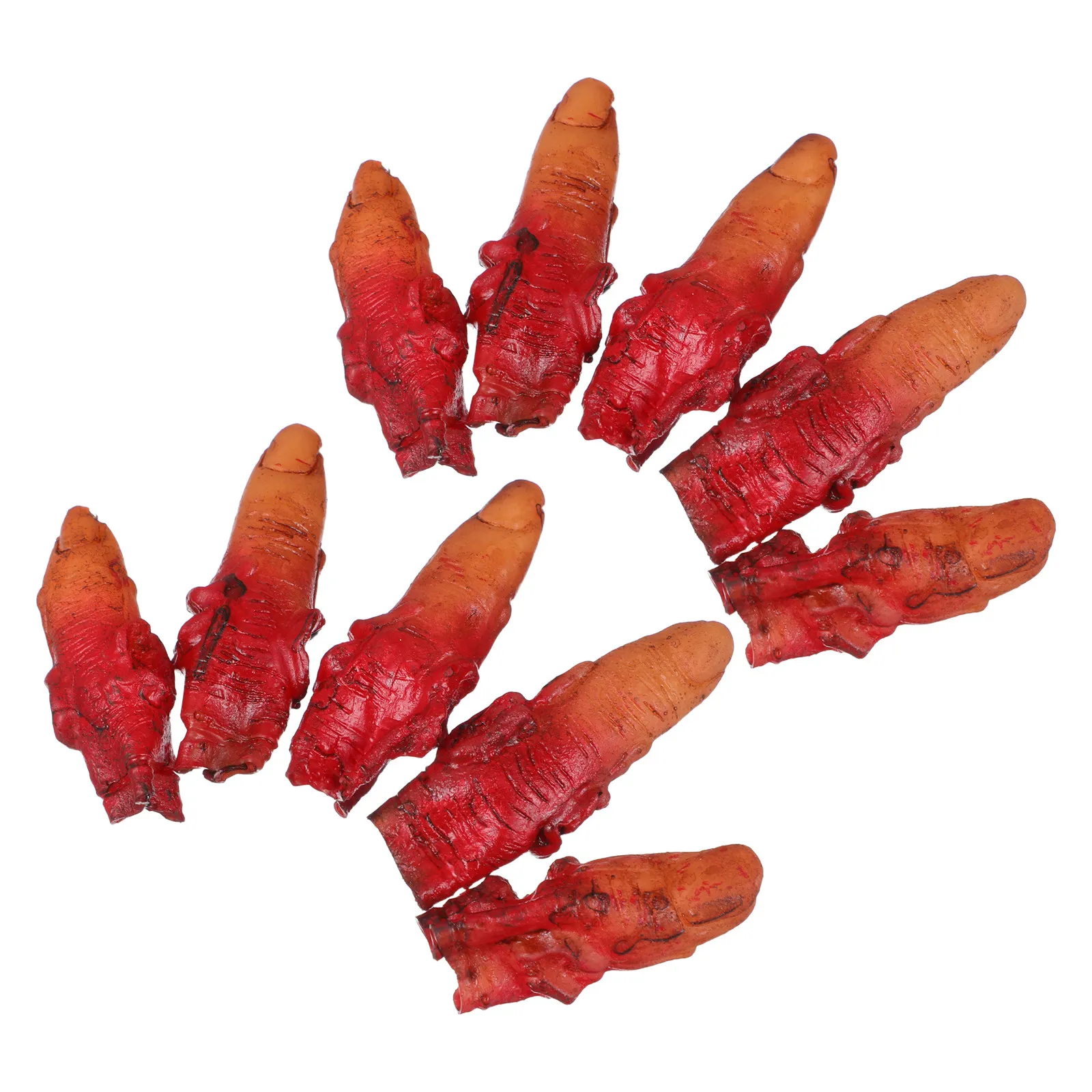 

10 шт. кровавых отрубленных пальцев для Хэллоуина, фальшивые пальцы, декор для вечеринки, реквизит для розыгрышей, подвесные украшения для дома с привидениями