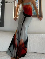 JULISSA MO-vestido largo con estampado Floral para mujer, traje Sexy con tirantes finos, Espalda descubierta, elegante, transparente, para vacaciones en la playa, 2023