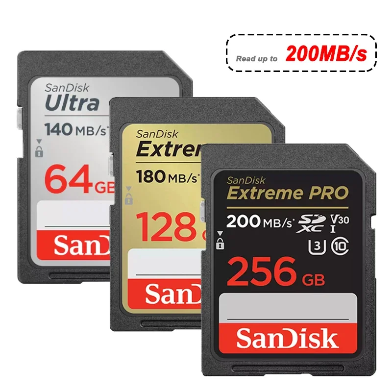 بطاقة SanDisk Ultra Extreme Pro SD 128GB 64GB 32GB 512GB 256G 1T SD C10 بطاقة ذاكرة فلاش SD U3 4K V30 بطاقات SDXC SDHC للكاميرا