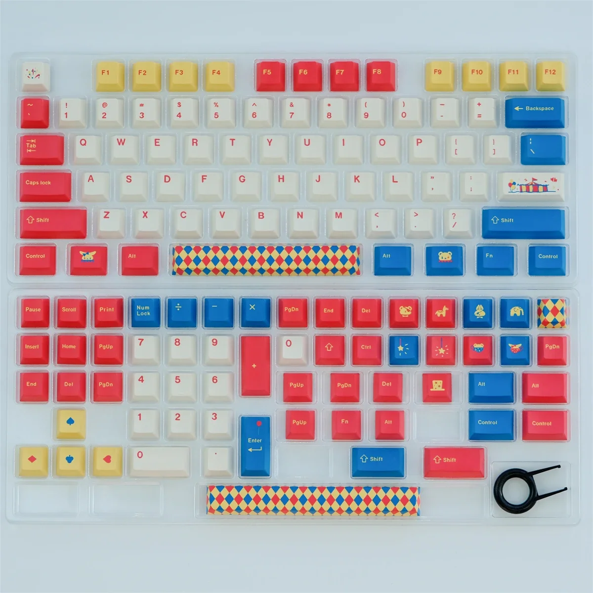 Imagem -06 - Kbcaps-gmk Circus Cereja Perfil Dye Sublimação Keycap Grupo Material Pbt Apto para mx Gaming Teclado Mecânico Gk75 129 Chaves