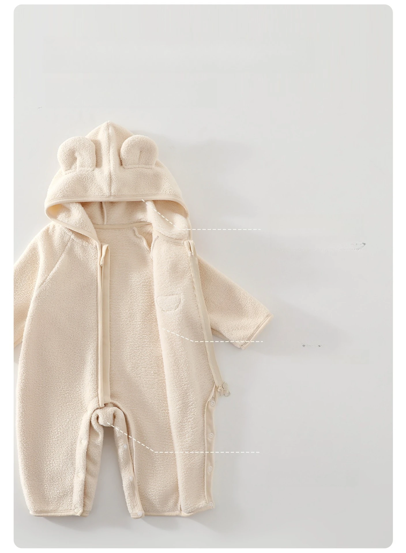 Babykleidung Herbst und Winter Hochwertige Strampler 0-1 Jahre Alte Kinder Kapuzen-Jumpsuit Niedlicher Cartoon Baby Plüsch-Jumpsuit – Detail 4