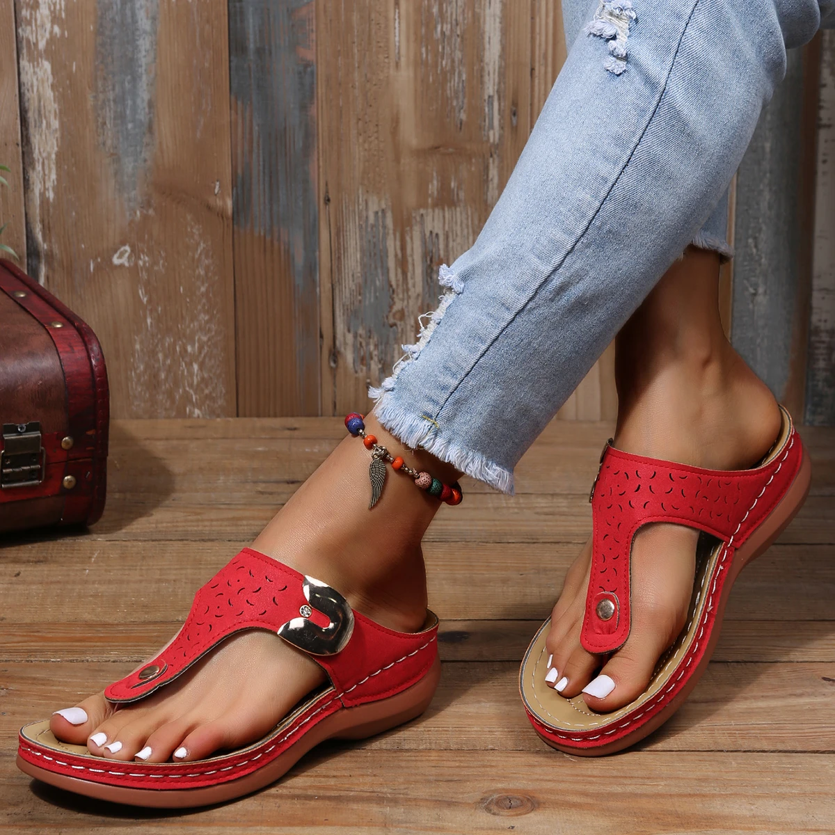 2025 sommer Frauen Keil Sandalen Mode Offene spitze Sandalen Vintage Leder Casual Bequeme Weibliche Plattform Retro Schuhe
