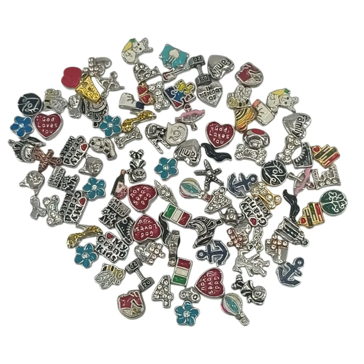 10/100 mixed packaging random enamel floating pendant suitable for glass memory lock metal pendant accessories