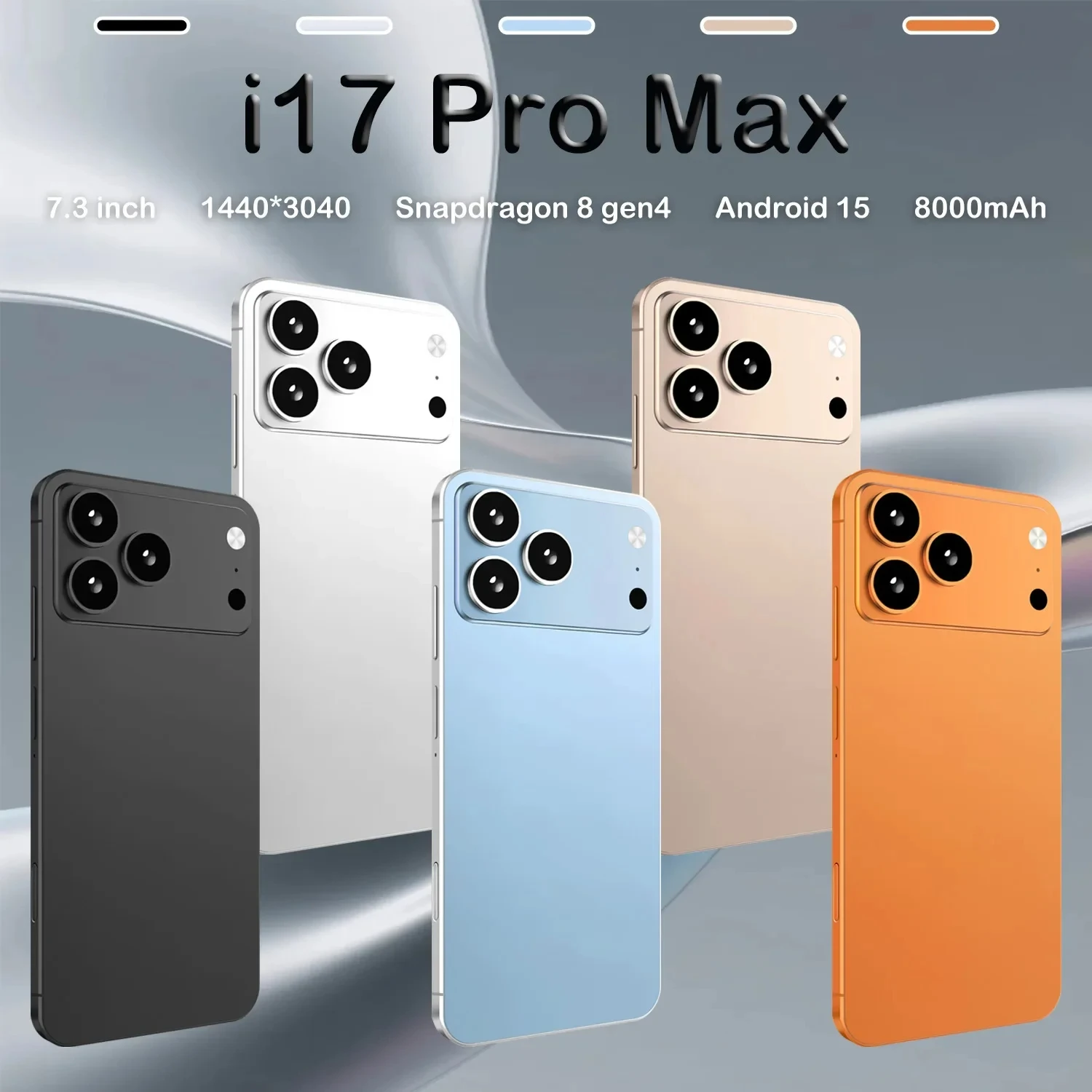 

2026 HOT NEW Silicone Case For i17 Pro Max 7.3inch Android 15 Global Edition 10 Core 16GB+1TB 8000mAh 5G Dual SIM WIFI Google
