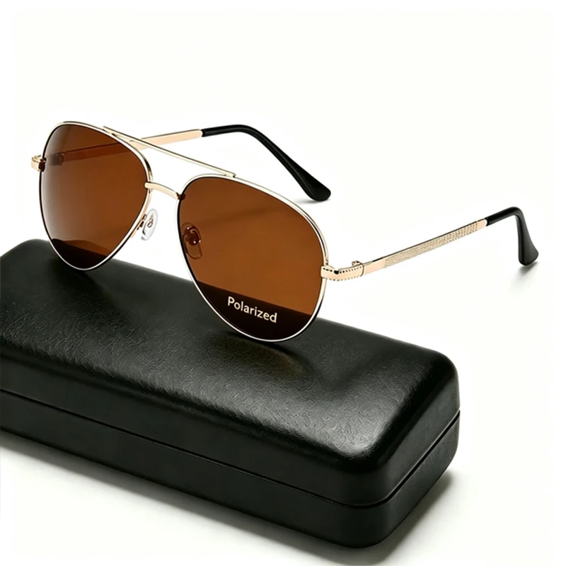 Piloten-Sonnenbrille für Damen und Herren, polarisiert, modisch, klassisch, Retro, UV400, Luftfahrt, blendfrei, zum Fahren, Angeln, Metall-Sonnenbrille