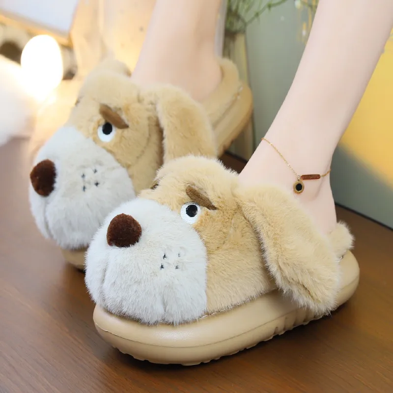 

Женские зимние домашние тапочки, 3D шлепанцы для собак, женские пушистые комфортные комнатные тапочки, новые яркие тапочки для щенков, теплая пушистая домашняя обувь