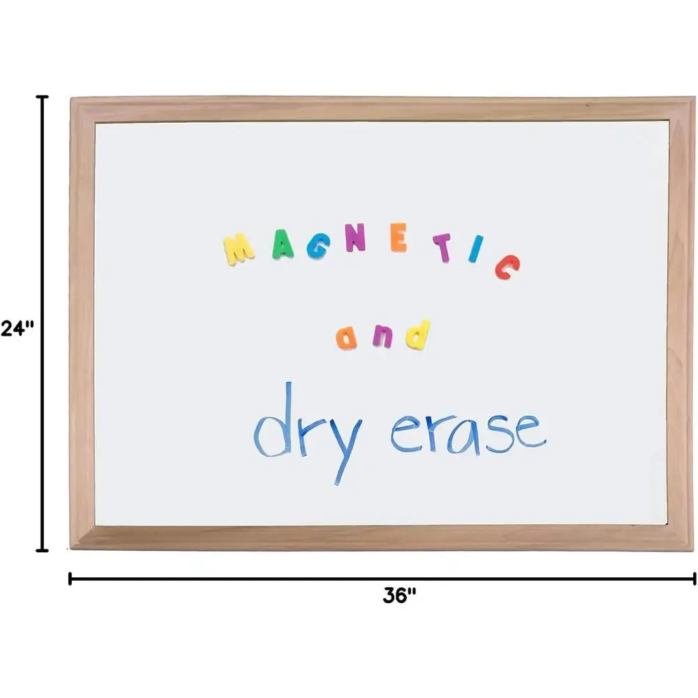 Papan Tulis Magnetik Berbingkai Kayu, 24x36 Inci