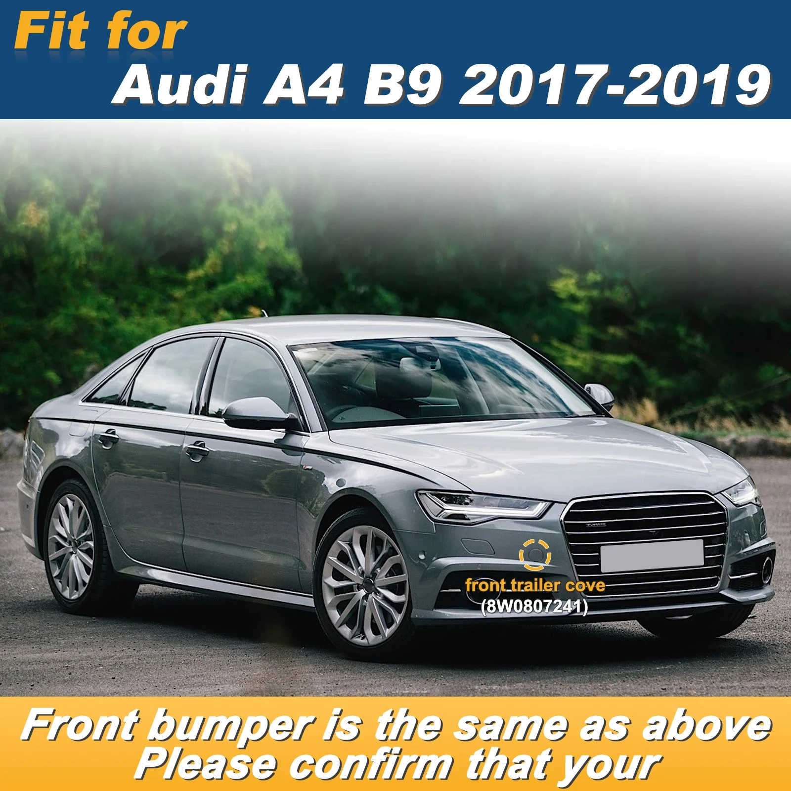 For Audi A4 B9 2017-2019 Front Bumper Tow Hook Cover Right Passenger Side Genuine Part 8W0807241