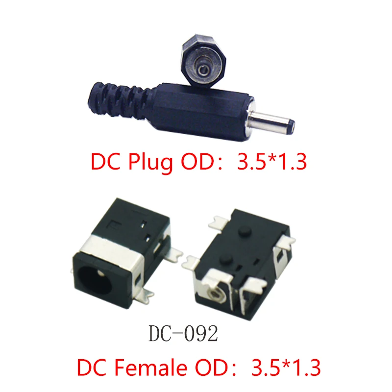 充電器pin1.3 * DC-092 DC,オスおよびメス用,4ピン,smd,pc,3.5mm, 10個