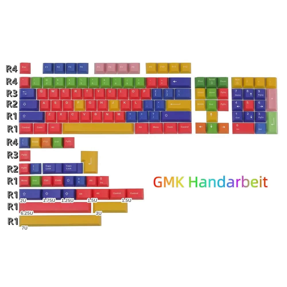 133 Keys/set GMK HANDARBEIT Keycaps PBT Dye Sublimation Cherry Profile Rainbow Key Caps With ISO Enter For EU Layout Keyboard
