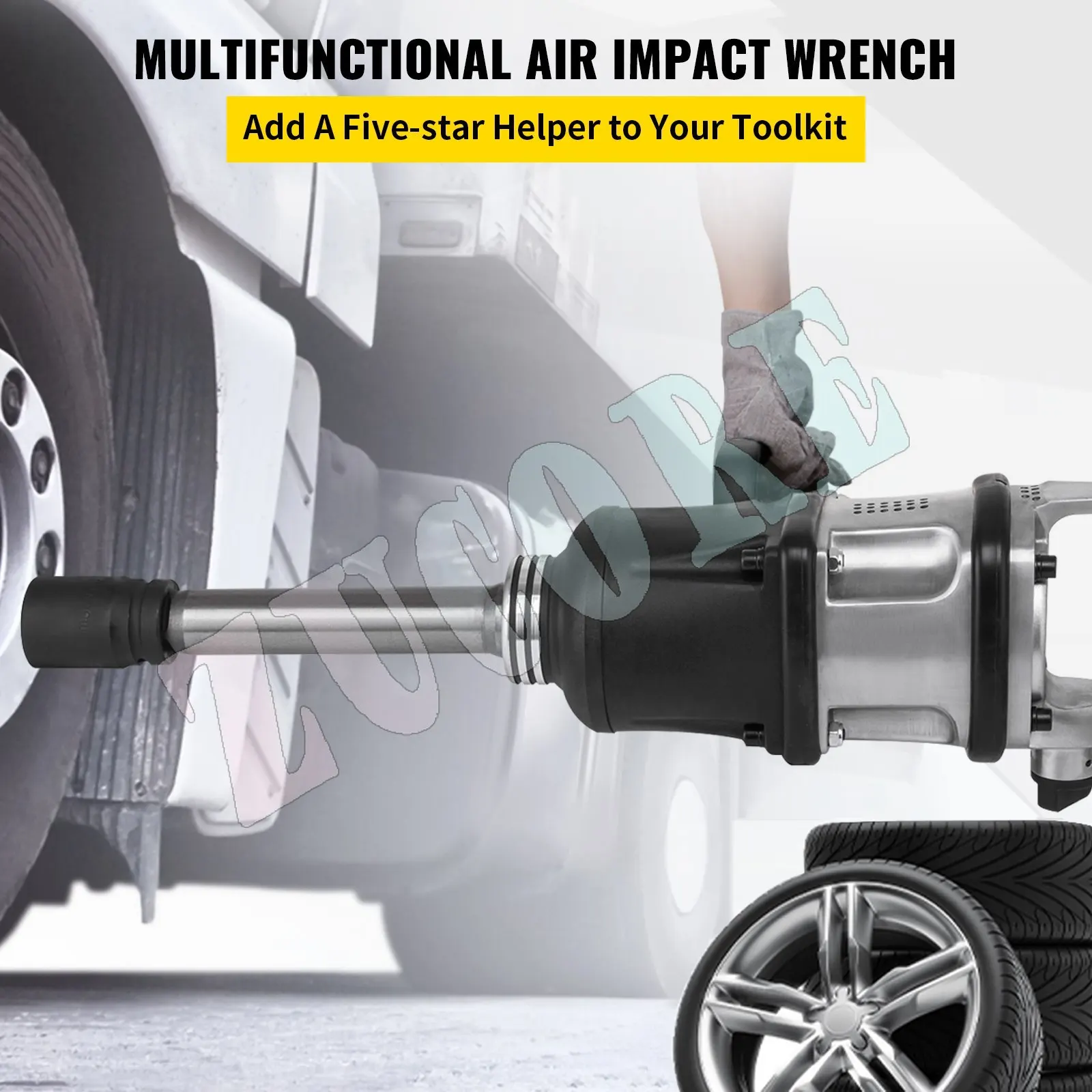 Air Impact Wrench 3800N.m Pneumatic Long Nose Twin Hammer Air Wrench for Trucks Tires Removal  and Heavy-Duty  1'' Square Drive