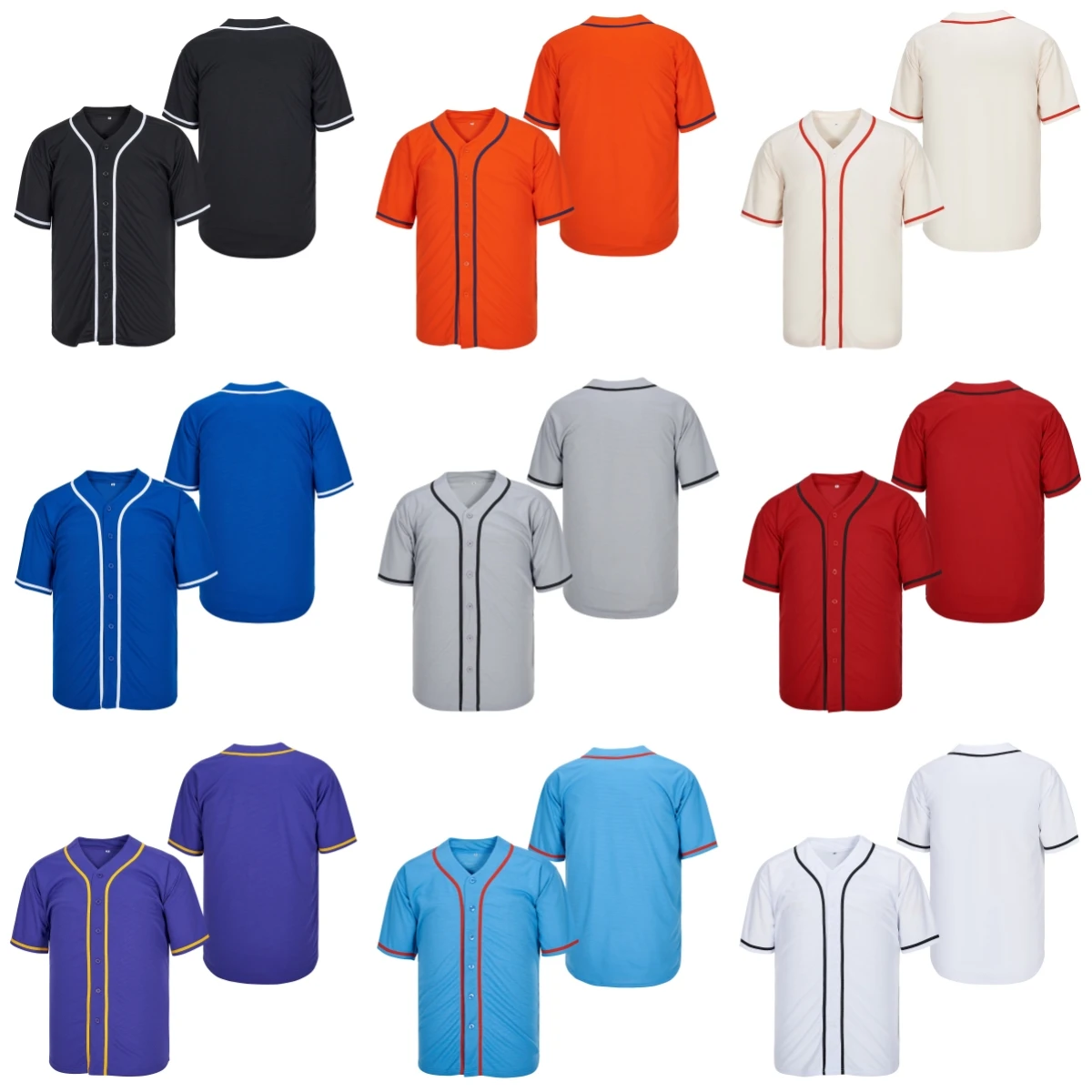 2025 New Baseball Jersey Blank Style Plain Hip Hop Hipster Baseball Jersey Button Down Shirts Baseball Club Training Shirt