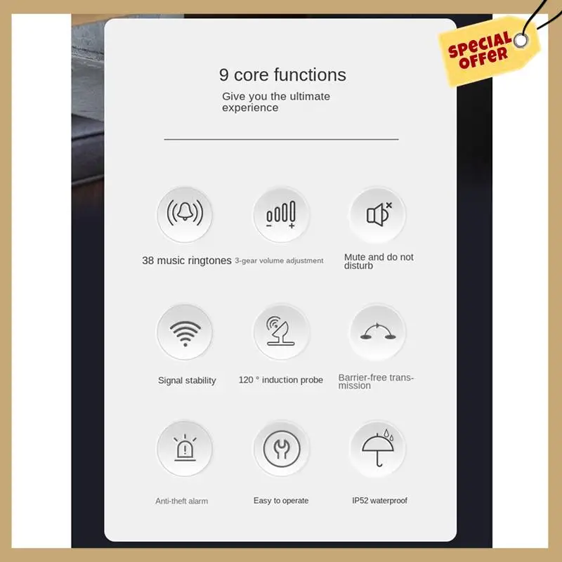 Беспроводной водонепроницаемый дверной звонок «два в одном», инфракрасный индукционный дверной звонок для человеческого тела, напоминание о магазине, приветственное устройство, вилка стандарта США, простота в использовании