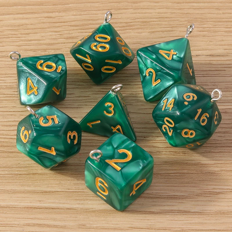 Tusember 7 Stück/Set Würfel-Anhänger aus Harz und Acryl, Würfel-Charms für Spiele, zum Schmuckbasteln, DIY-Ohrringe, Halsketten, Bastelzubehör – Detail 16