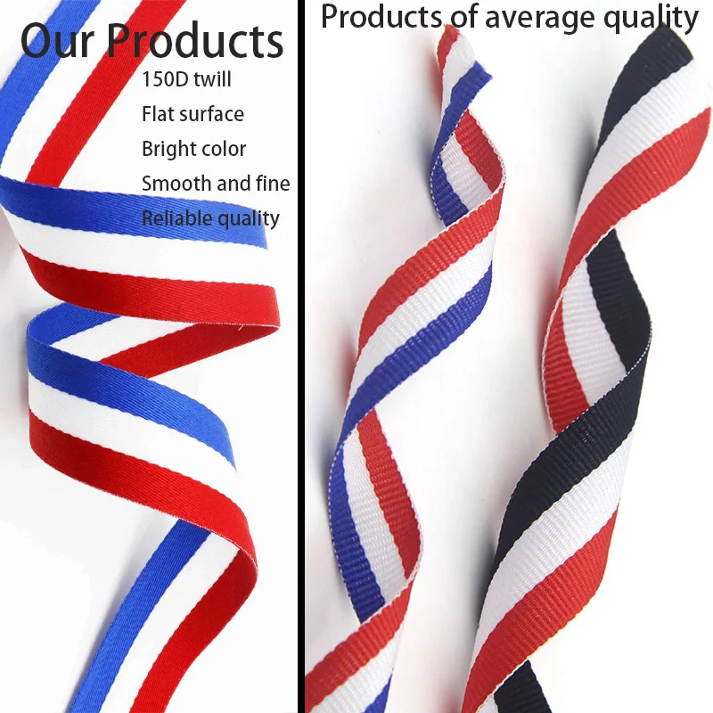 High Quality Yarn-dyed Ribbon Twill Ribbon 150D Woven Intercolored Striped Ribbon Hand Sewing Garment Bag Medal Accessories DIY