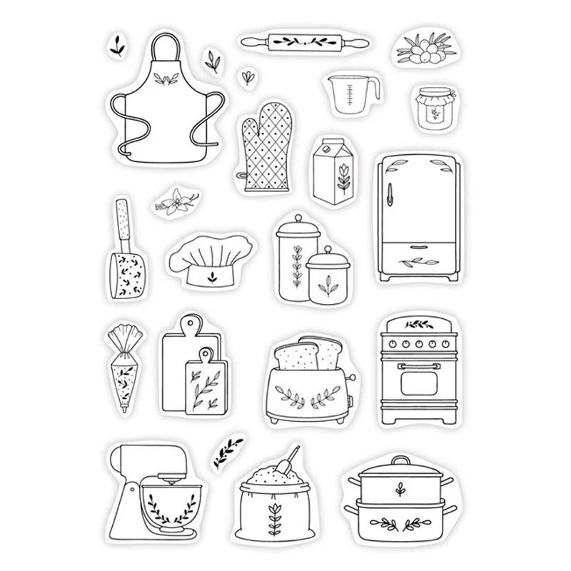 

Vintage Cookbook Clear Stamps 2024 New Kitchen Stamps Recipe Book Clear Stamps for DIY Scrapbooking Photo Album Cards Making X27