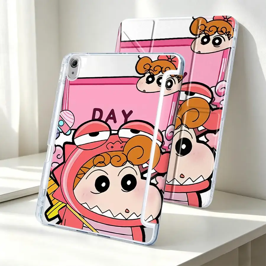 With Pen Slot Cover Tablet Case For Samsung Galaxy Tab S10 Lite S7 FE S8 S9 Plus A9 Plus A11 A8 Cra-Yon Shin-Chan Field