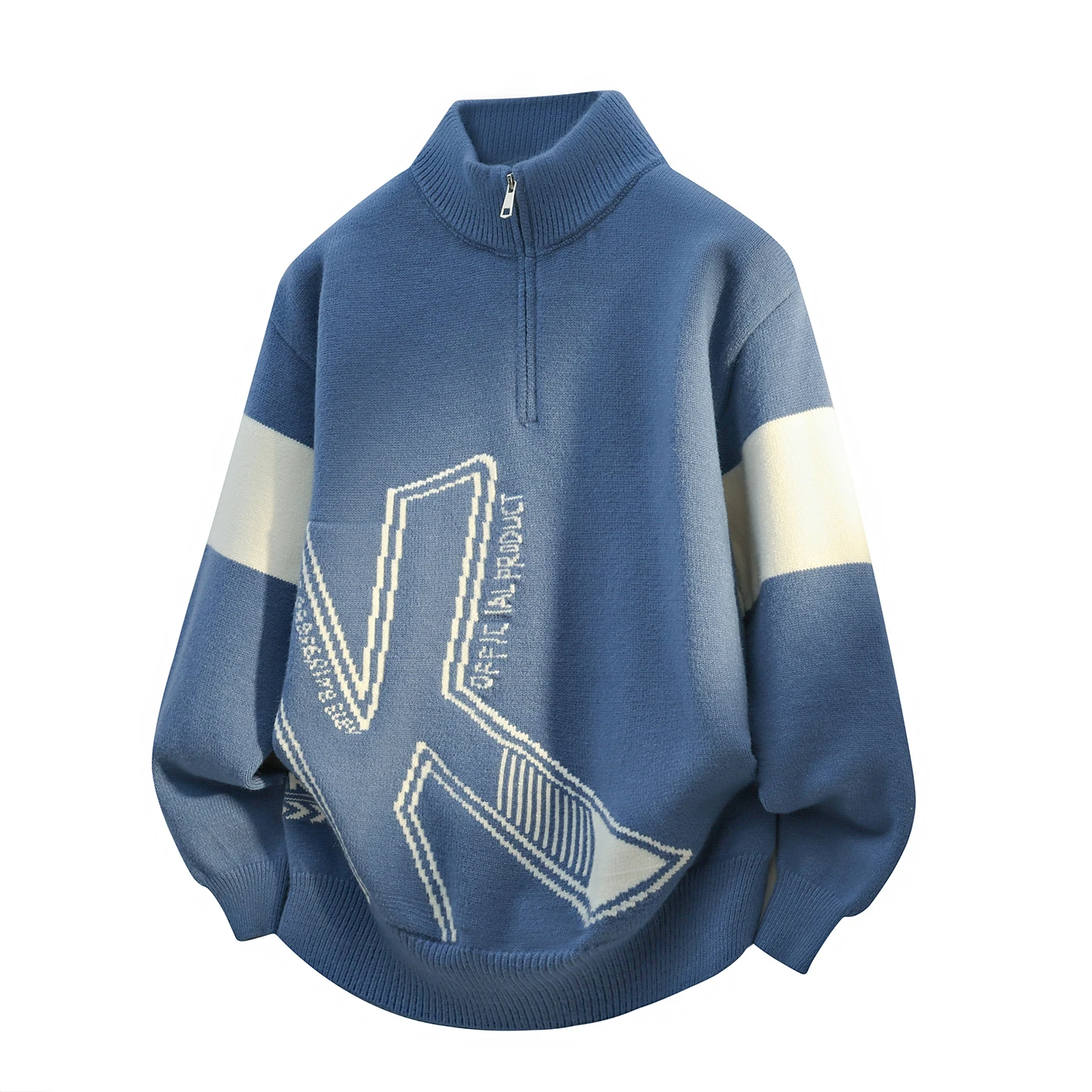 

Утепленный мужской свитер на молнии до середины груди, свободный теплый шерстяной вязаный свитер в американском стиле для подростков, модный, на осень и...