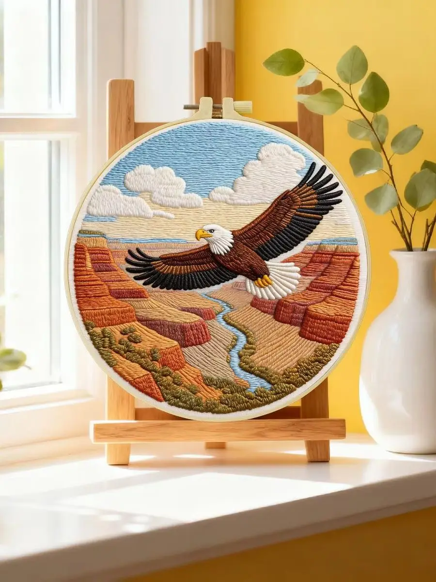 1 Stück 20X20CM/15X15CM 7,87/6,3 Zoll Adler-Stickerei-Starter-Kit DIY-Kit DIY-Stickerei-Set Handarbeiten Nähkunst – Detail 6